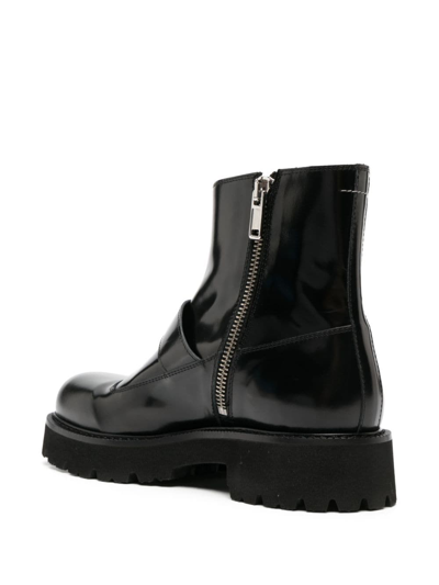 Shop Mm6 Maison Margiela Buckled Leather Ankle Boots In Black