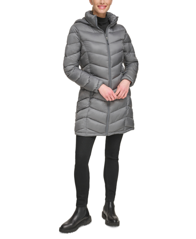 Shop Charter Club Women's Packable Hooded Puffer Coat, Created For Macy's In Smoke Pearl