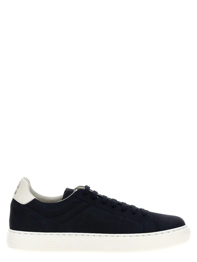 Shop Brunello Cucinelli Leather Sneakers In White/black