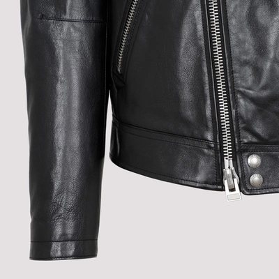 Shop Tom Ford Leather Biker Jacket In Black