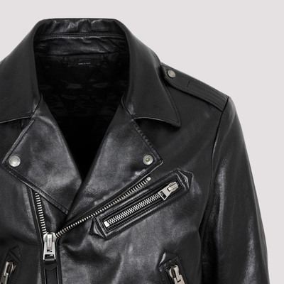 Shop Tom Ford Leather Biker Jacket In Black