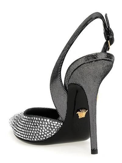 Shop Versace 'safety' Slingbacks In Silver
