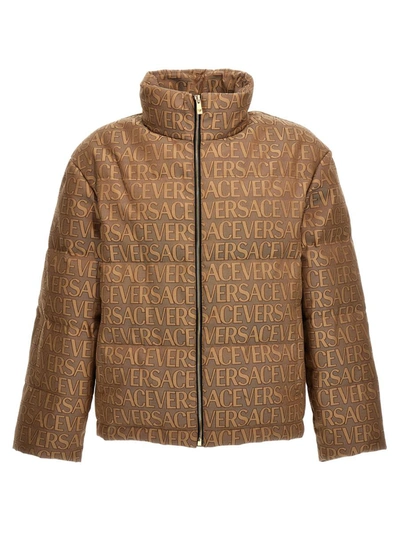 Shop Versace ' Allover' Capsule La Vacanza Down Jacket In Brown