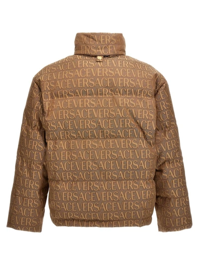 Shop Versace ' Allover' Capsule La Vacanza Down Jacket In Brown