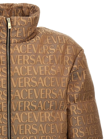 Shop Versace ' Allover' Capsule La Vacanza Down Jacket In Brown