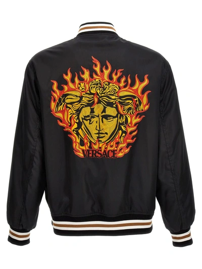 Shop Versace Bomber 'medusa Flame' In Black