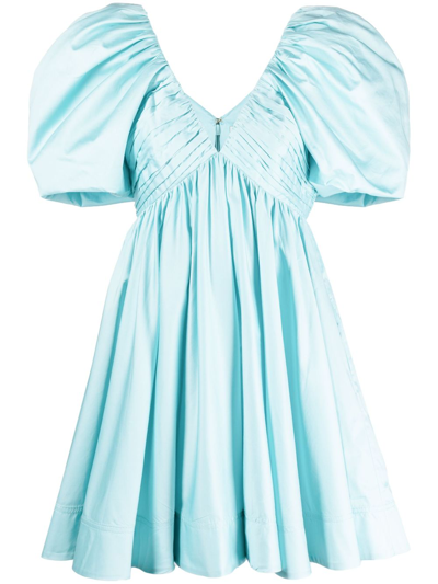 Shop Aje Blue Gabrielle Puff-sleeve Mini Dress