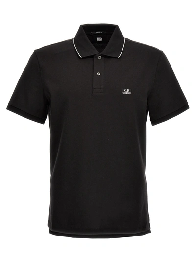 Shop C.p. Company Embroidered Logo Shirt Polo In Black