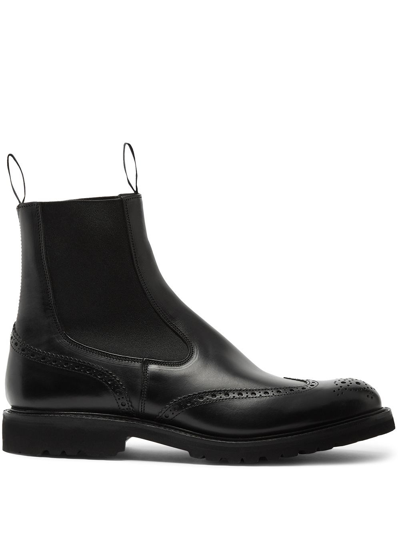 Tricker's Chunky Sole Round Toe Ankle Boots In Black