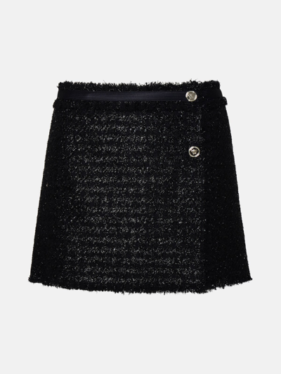 Shop Versace Black Wool Blend Miniskirt