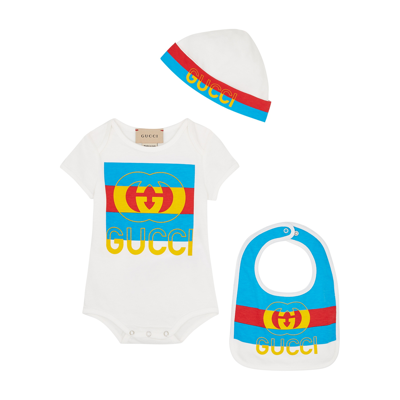Shop Gucci Kids Logo-print Cotton Babygrow Set In White Other
