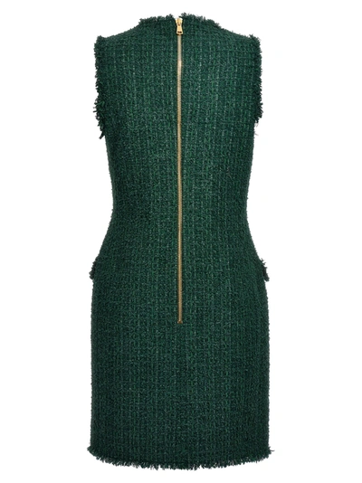 Shop Balmain Tweed Dress Dresses Green