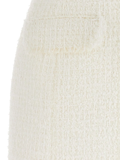 Balmain V-neck Buttoned Tweed Minidress In White