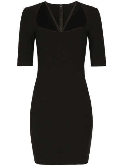 Shop Dolce & Gabbana Black Short Dress With Three Quarter Length Sleeves In Nero