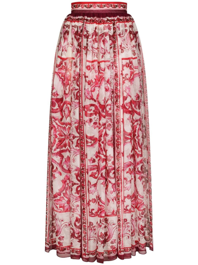 Shop Dolce & Gabbana Multicoloured Print Long Skirt In Multicolore