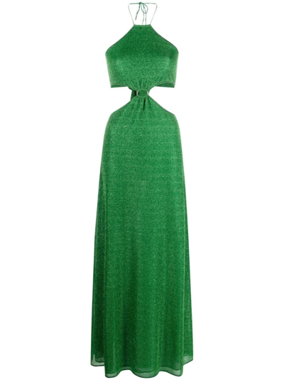 Shop Oseree Lumièrie Green Long Dress With Cut-out