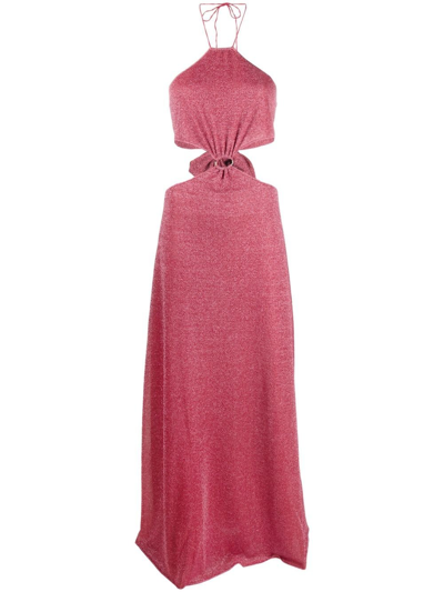 Shop Oseree Pink Lumièrie Long Dress With Cut-out