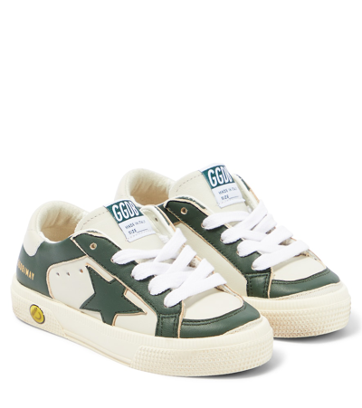 Shop Golden Goose May Leather Sneakers In Green