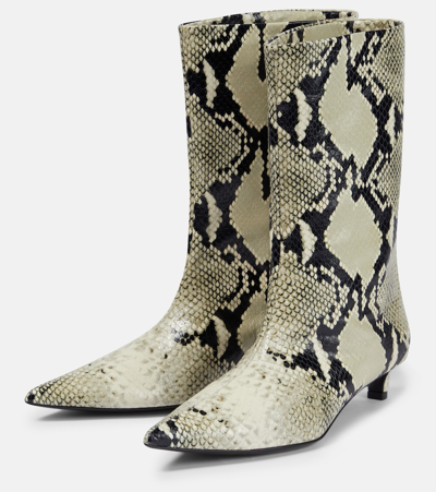 Shop Jil Sander Snake-effect Leather Boots In Multicoloured