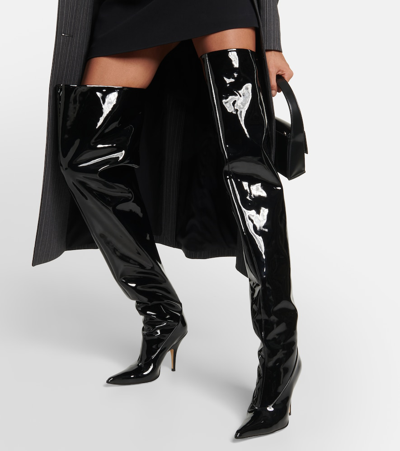 Shop Gia Borghini Gia 33 Patent Leather Over-the-knee Boots In Black