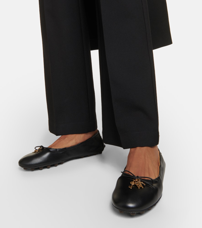 Tod's Gommino Leather Ballet Flats In Black