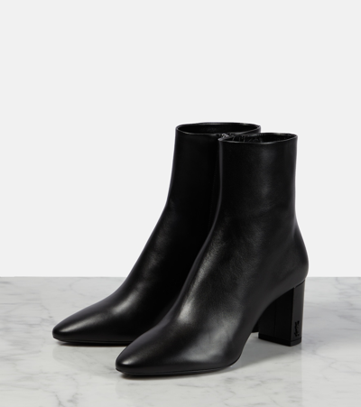 Shop Saint Laurent Lou Leather Ankle Boots In Black