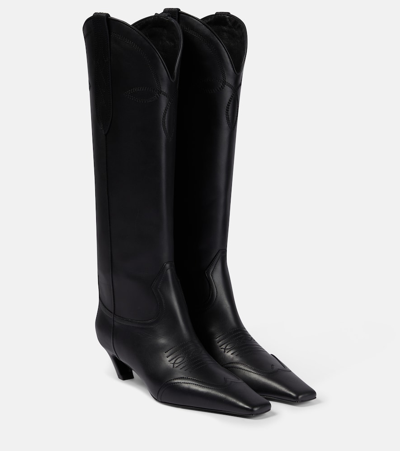 Khaite Dallas 45 Leather Knee-high Boots In Black