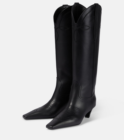 Khaite Dallas 45 Leather Knee-high Boots In Black