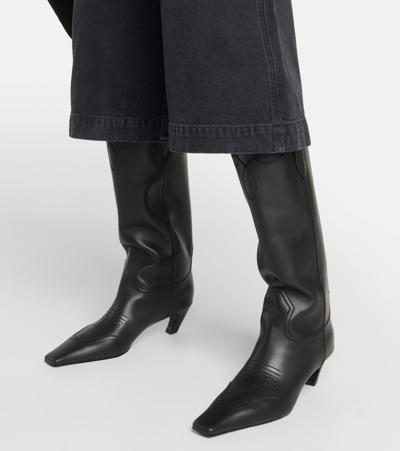Khaite Dallas 45 Leather Knee-high Boots In Black