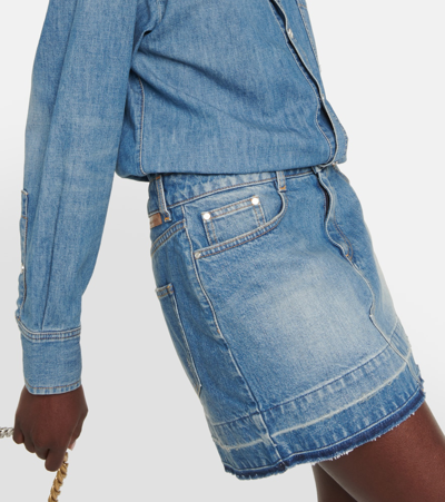 Stella Mccartney + Net Sustain Embroidered Denim Mini Dress In Blue