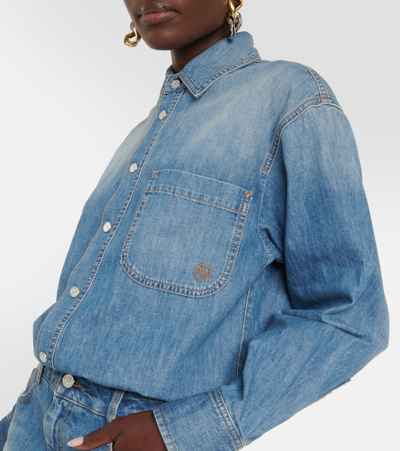 Stella Mccartney + Net Sustain Embroidered Denim Mini Dress In Blue