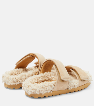 Gia Borghini "alvine" Open Toe Flat Sole Sandals In Beige