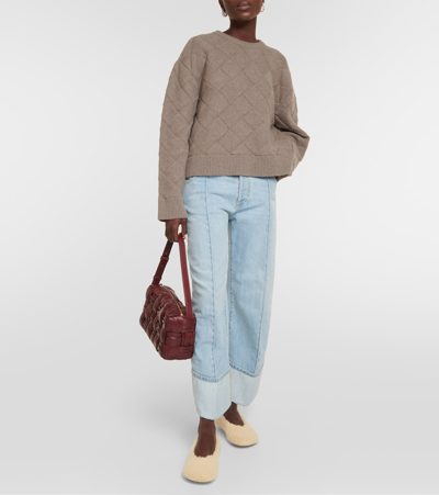 Bottega Veneta Atomic Shearling-trimmed Ballet Flats In Beige