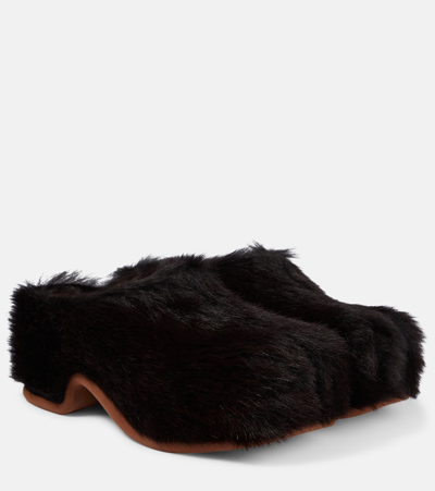 Shop Dries Van Noten Faux Fur Clogs In Brown