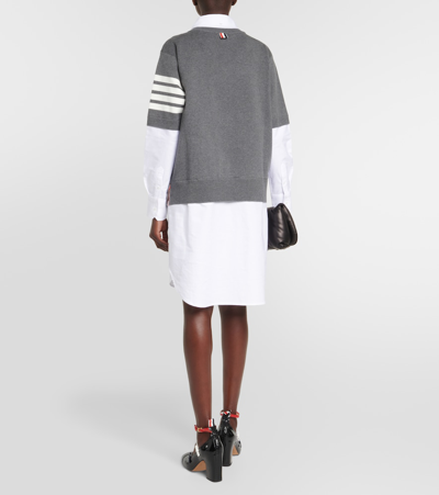 Shop Thom Browne 4-bar Cotton Shirt Dress In Multicoloured
