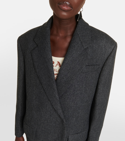 Prada Double-breasted Virgin Wool Coat In Grey