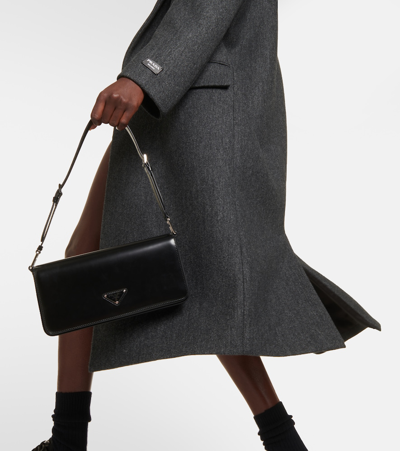Prada Double-breasted Virgin Wool Coat In Grey
