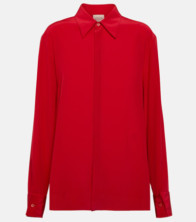 Shop Tod's Silk Crêpe De Chine Shirt In Red