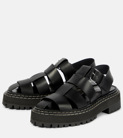 Shop Proenza Schouler Leather Platform Fisherman Sandals In Black