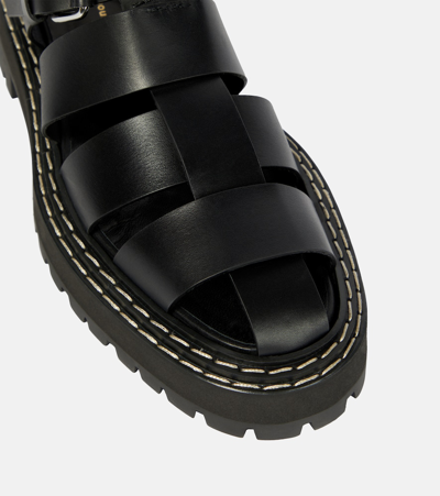 Shop Proenza Schouler Leather Platform Fisherman Sandals In Black