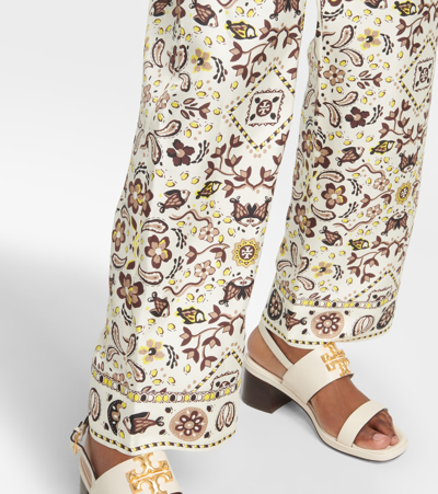 Shop Tory Burch Printed Silk Wide-leg Pants In Multicoloured