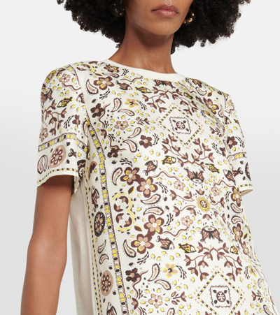 Shop Tory Burch Printed Silk And Cotton Minidress In Multicoloured