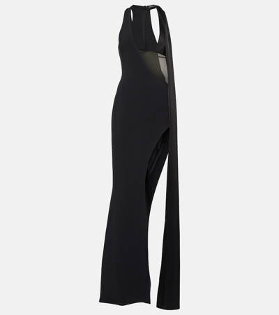 Shop David Koma Cutout Satin Gown In Black