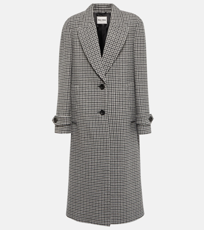 Miu Miu Single-breasted Virgin Wool Coat In Grey