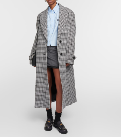 Miu Miu Single-breasted Virgin Wool Coat In Grey