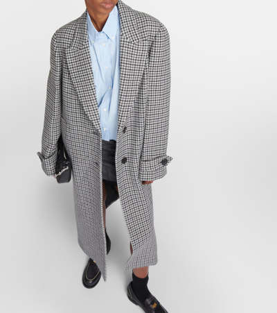 Miu Miu Single-breasted Virgin Wool Coat In Grey