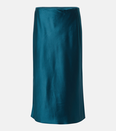 Shop Joseph Isaak Silk Satin Slip Skirt In Turquoise