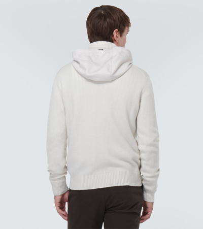 Shop Herno Cashmere Zip-up Sweater In White