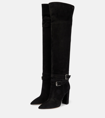 Shop Gianvito Rossi Suede Over-the-knee Boots In Black
