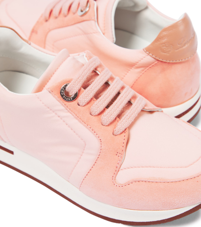 Shop Loro Piana My Wind Suede-trimmed Sneakers In Pink